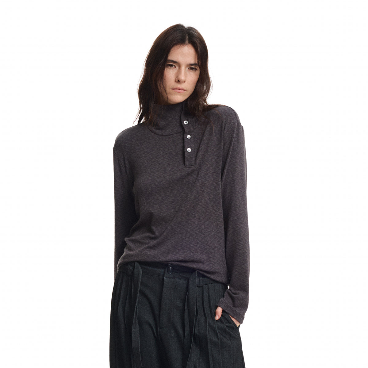 KREATE Asymmetric Henley Long-Sleeve Tee