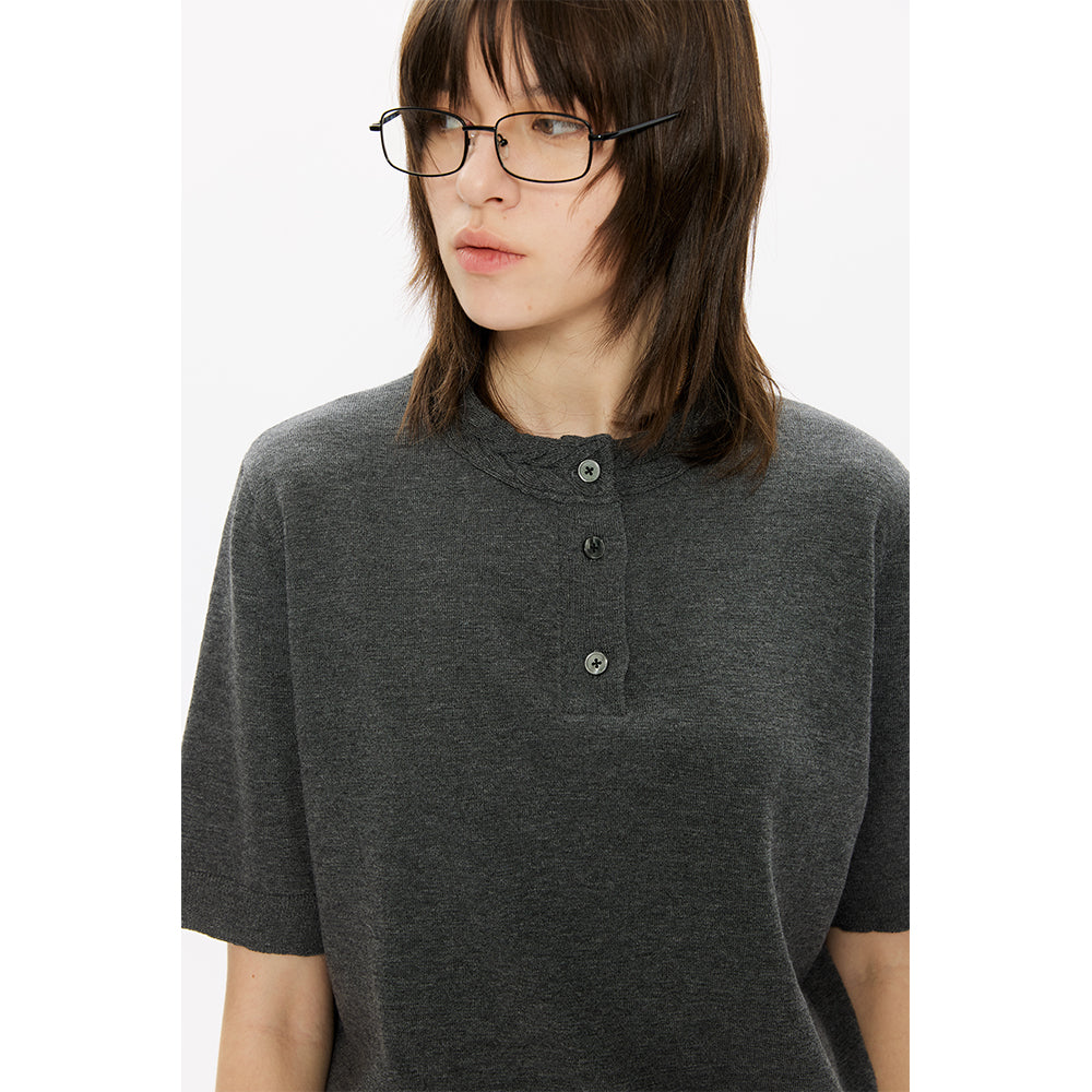 KREATE Cable Knit Henley Tee