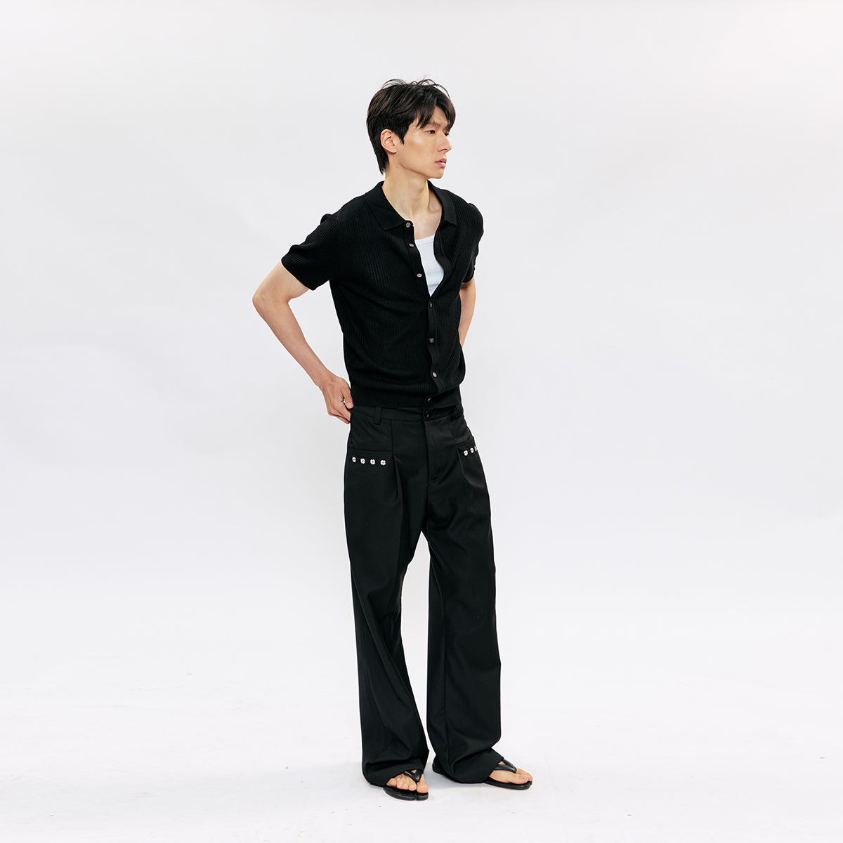 KREATE Woven Order Ribbed Knit Polo