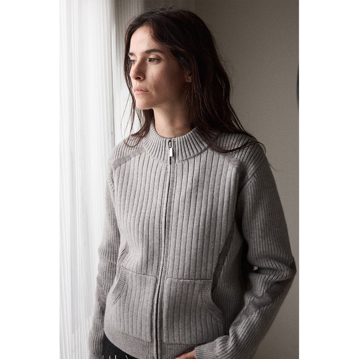 KREATE Paneled Fleece Zip Cardigan