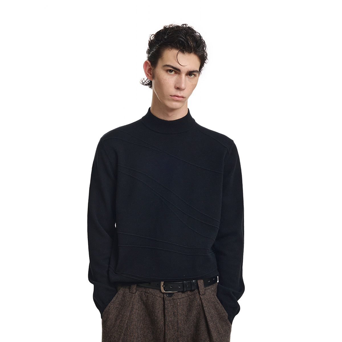 KREATE Arc Jacquard Mock-Neck Sweater