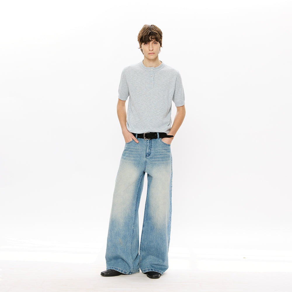 KREATE Totem Embroidered Wide-Leg Jeans