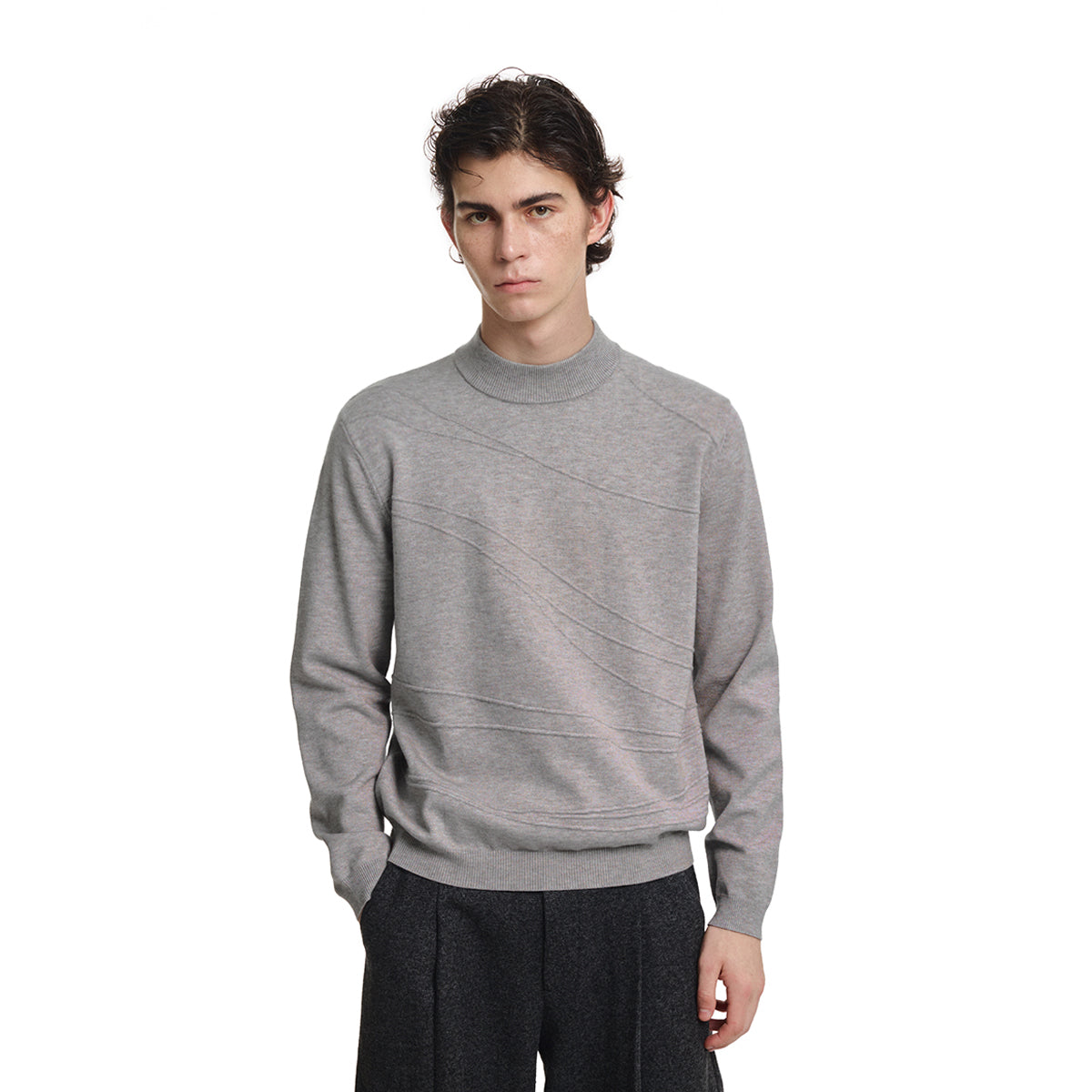 KREATE Arc Jacquard Mock-Neck Sweater