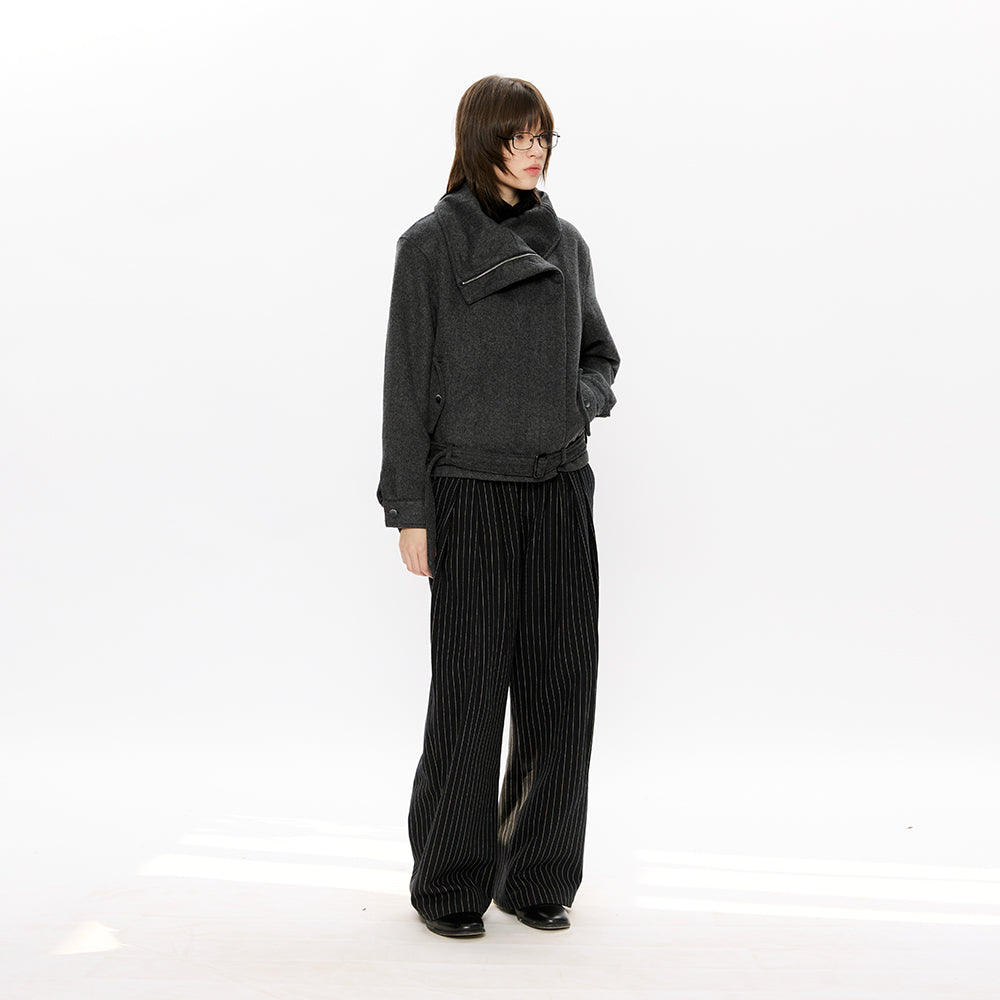 KREATE Striped Linen Pleated Trousers