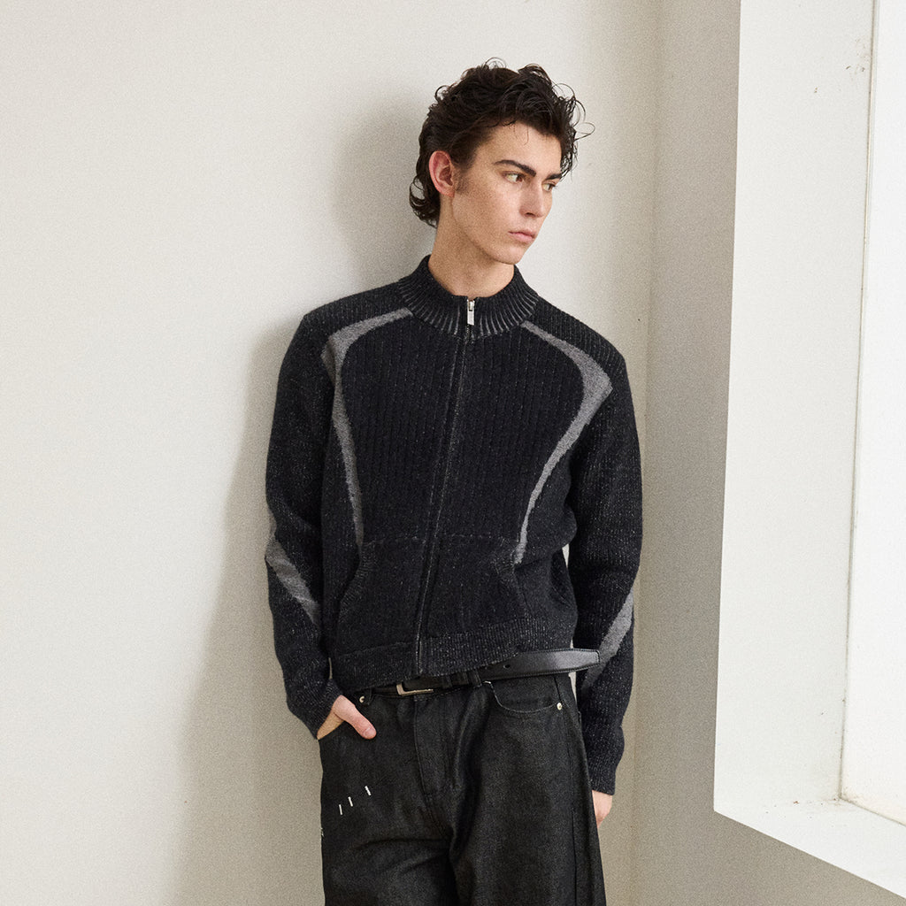 KREATE Paneled Fleece Zip Cardigan