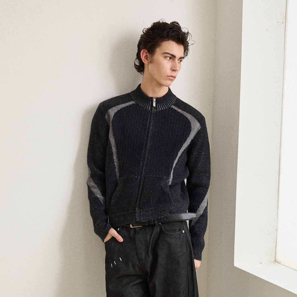 KREATE Paneled Fleece Zip Cardigan