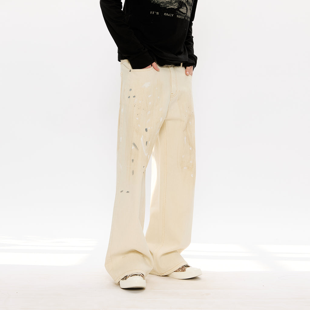 KREATE Mud-Dyed White Denim Jeans