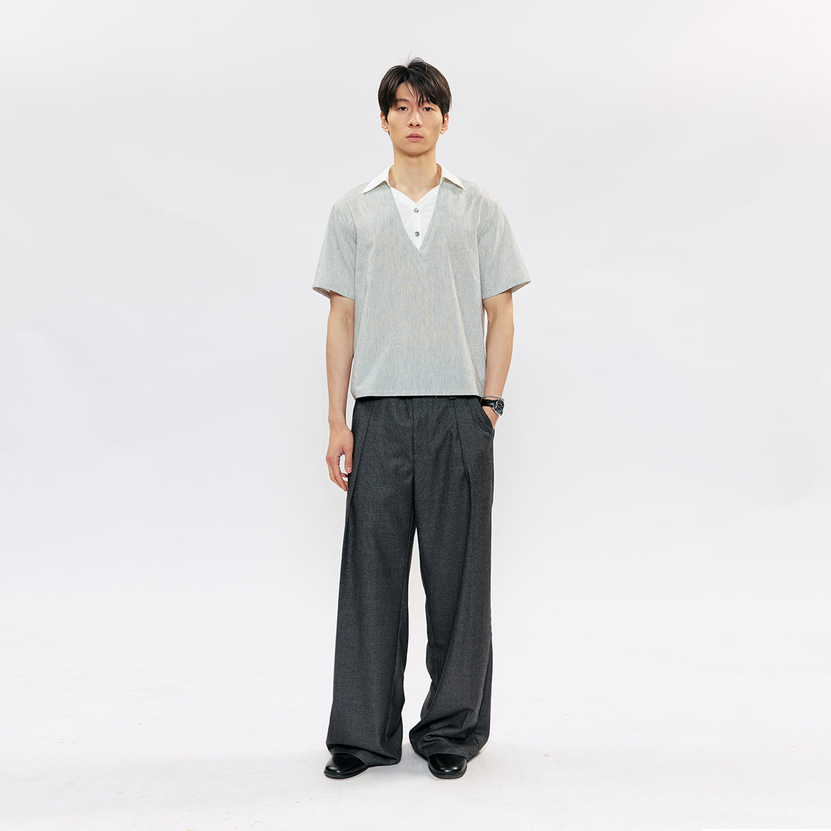 KREATE Linen Stripe Layered Shirt