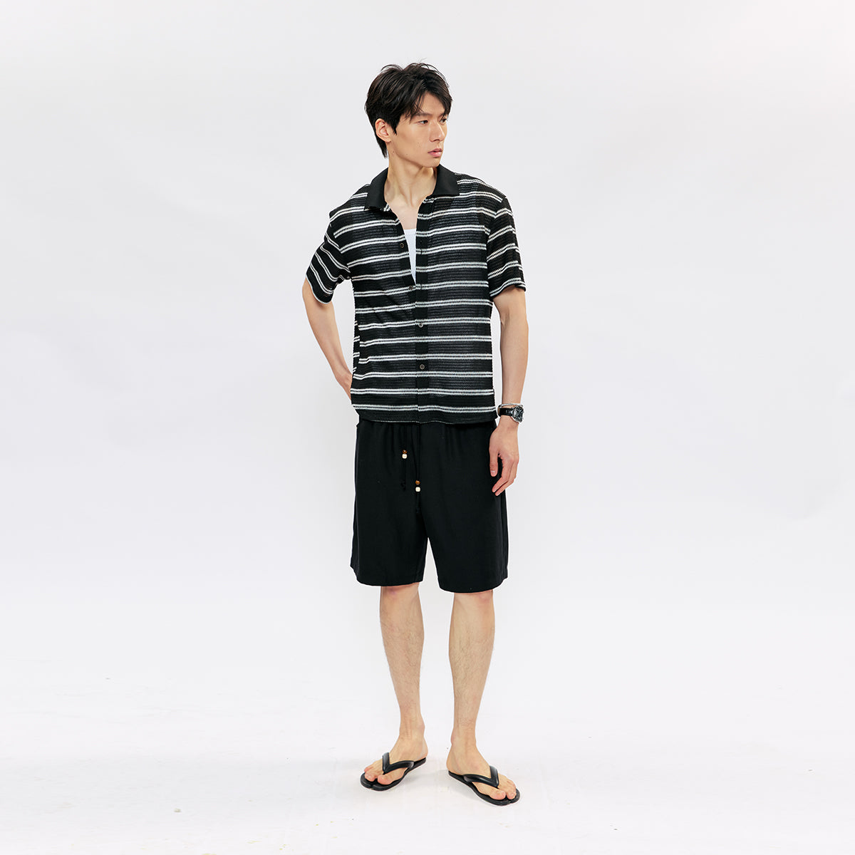 KREATE Mesh Stripe Slim Shirt