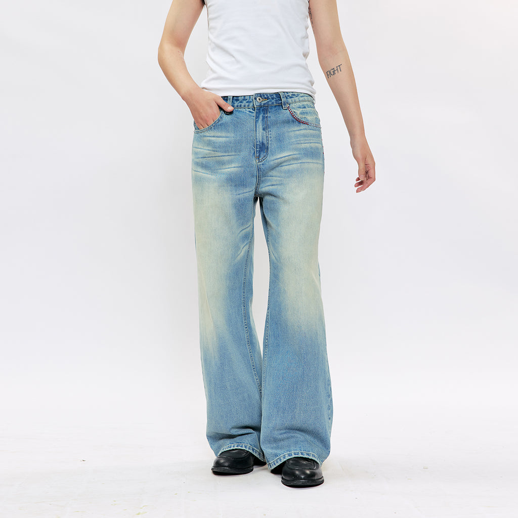 KREATE Ice Trace Embroidered Jeans