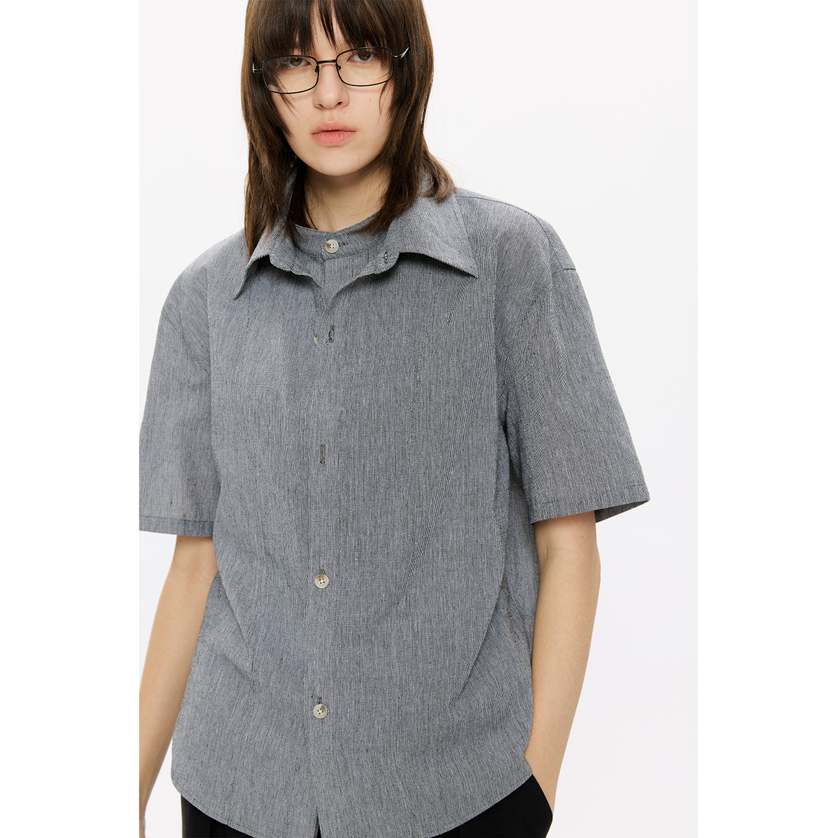 KREATE Layered Linen Plaid Shirt