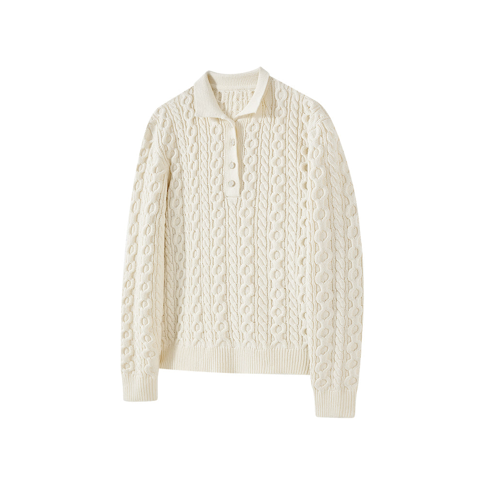 KREATE Cable Knit Polo Sweater