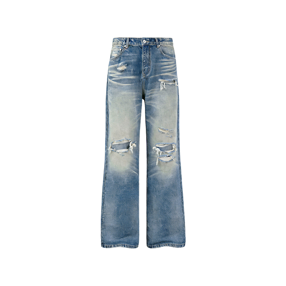 KREATE Distressed Patchwork Flare Jeans
