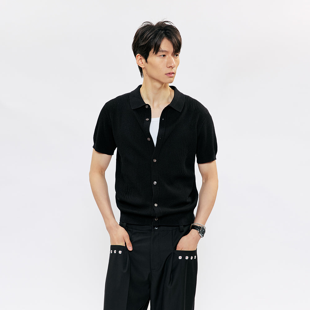 KREATE Woven Order Ribbed Knit Polo