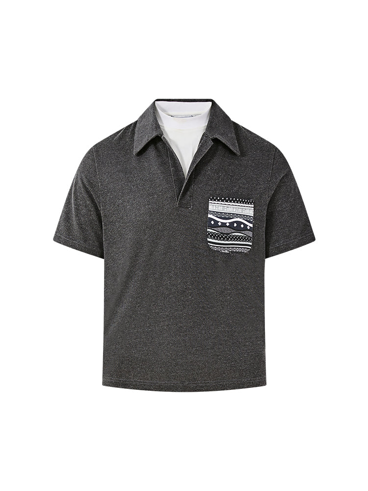 KREATE Fair Isle Layered Polo Tee