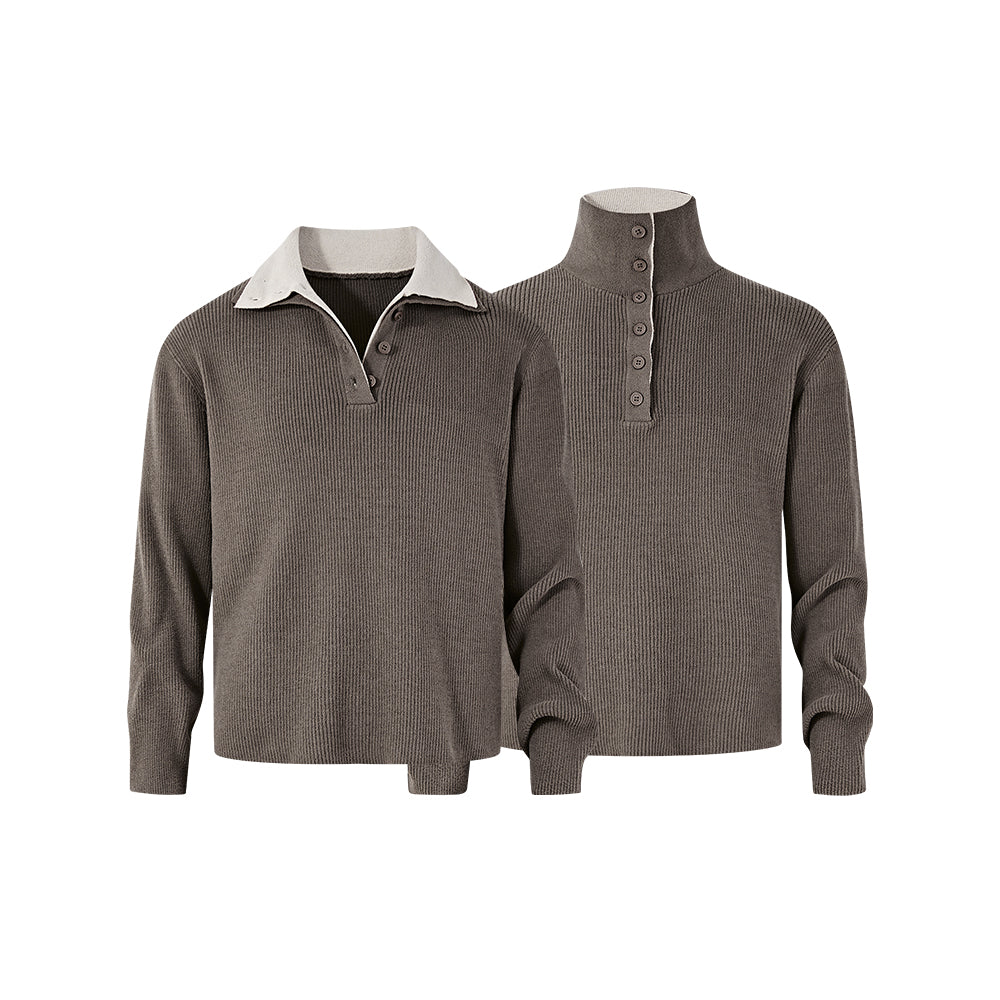 KREATE Double-Collar Textured Sweater