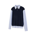 KREATE Layered Cable Knit Polo Sweater