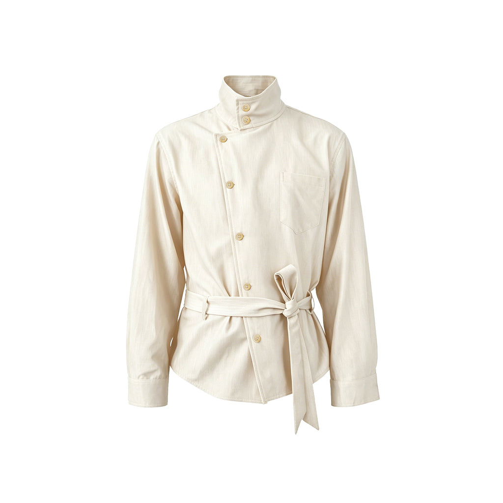 KREATE Satin Shadow Stand-Collar Shirt