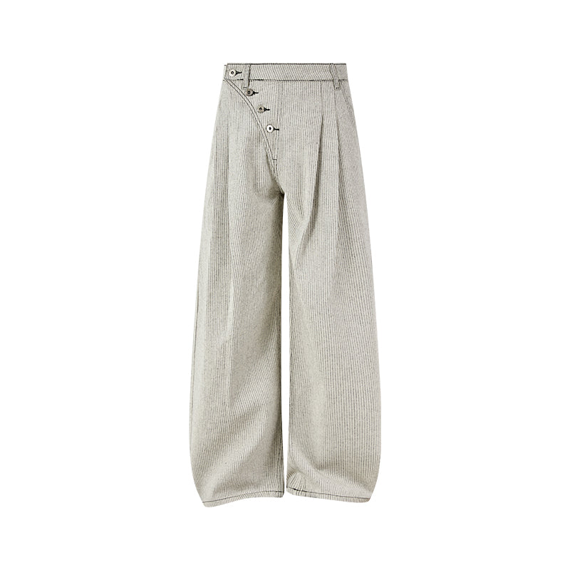 KREATE Striped Raw Denim Trousers