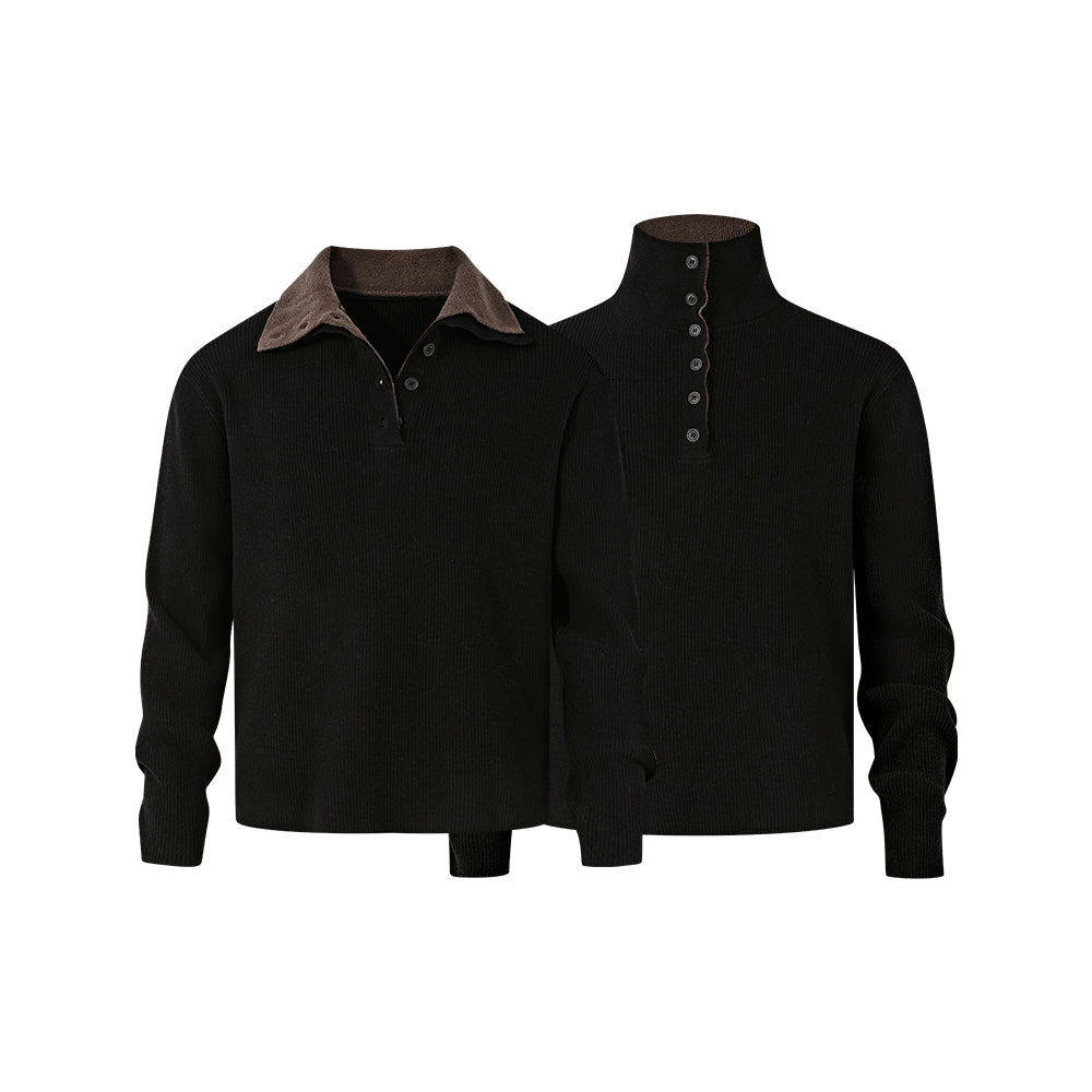KREATE Double-Collar Textured Sweater