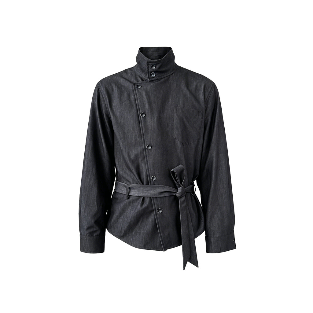 KREATE Satin Shadow Stand-Collar Shirt