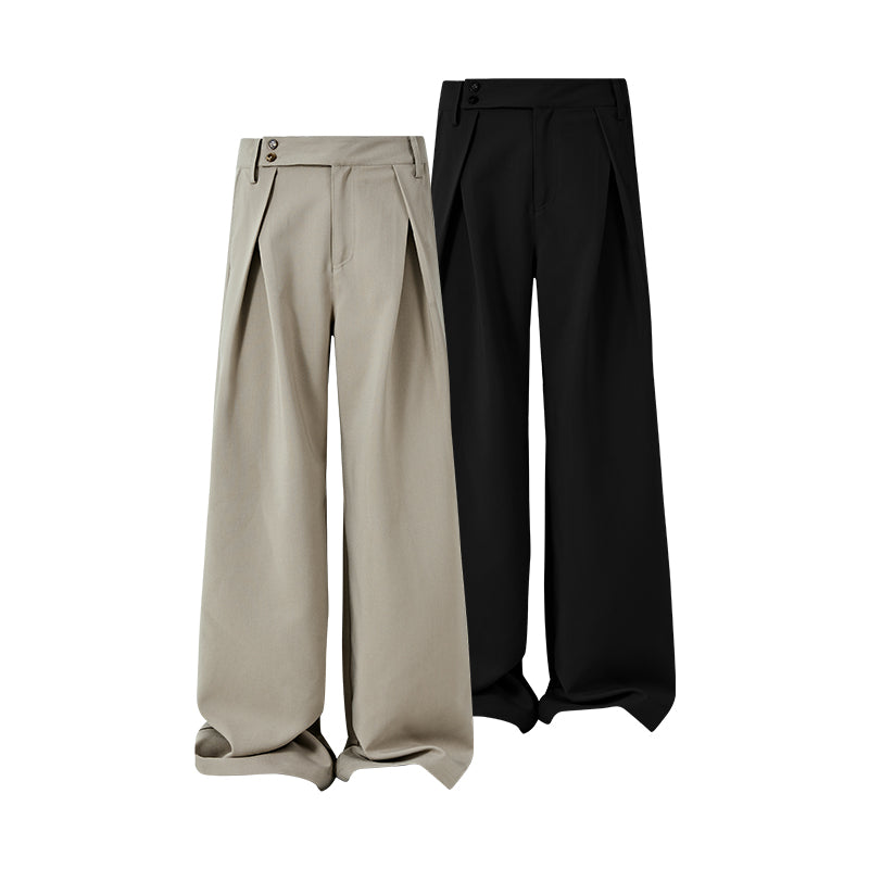KREATE Tri-Pleat Wide-Leg Trousers
