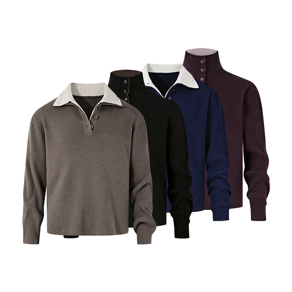 KREATE Double-Collar Textured Sweater