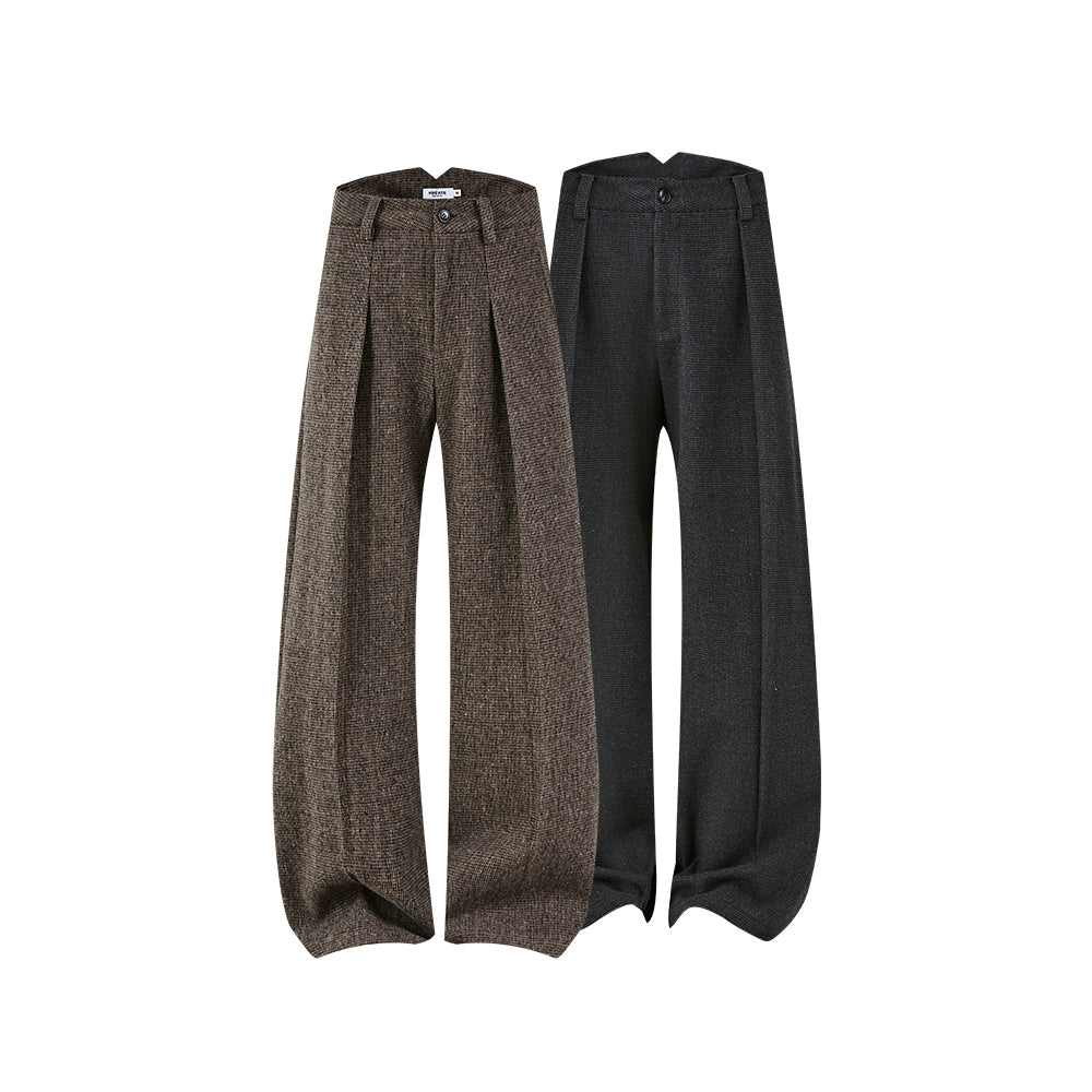 KREATE Textured Wool Houndstooth Trousers