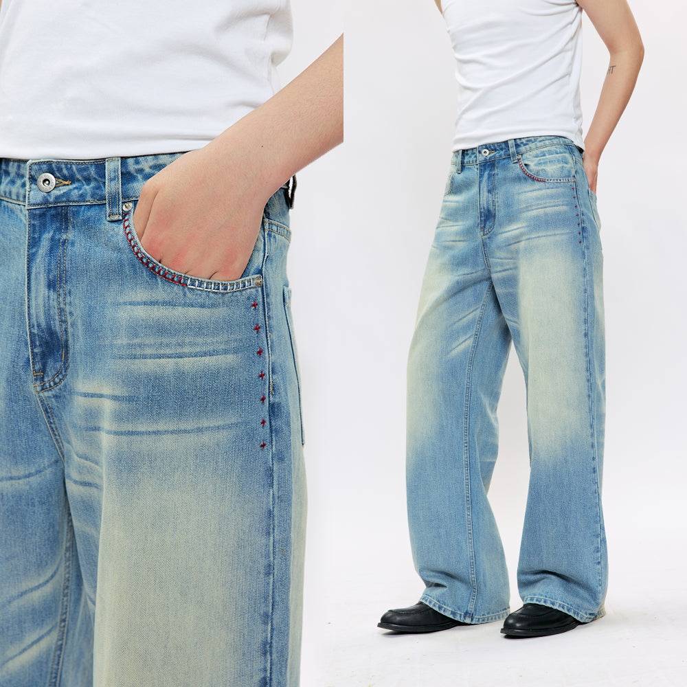 KREATE Ice Trace Embroidered Jeans