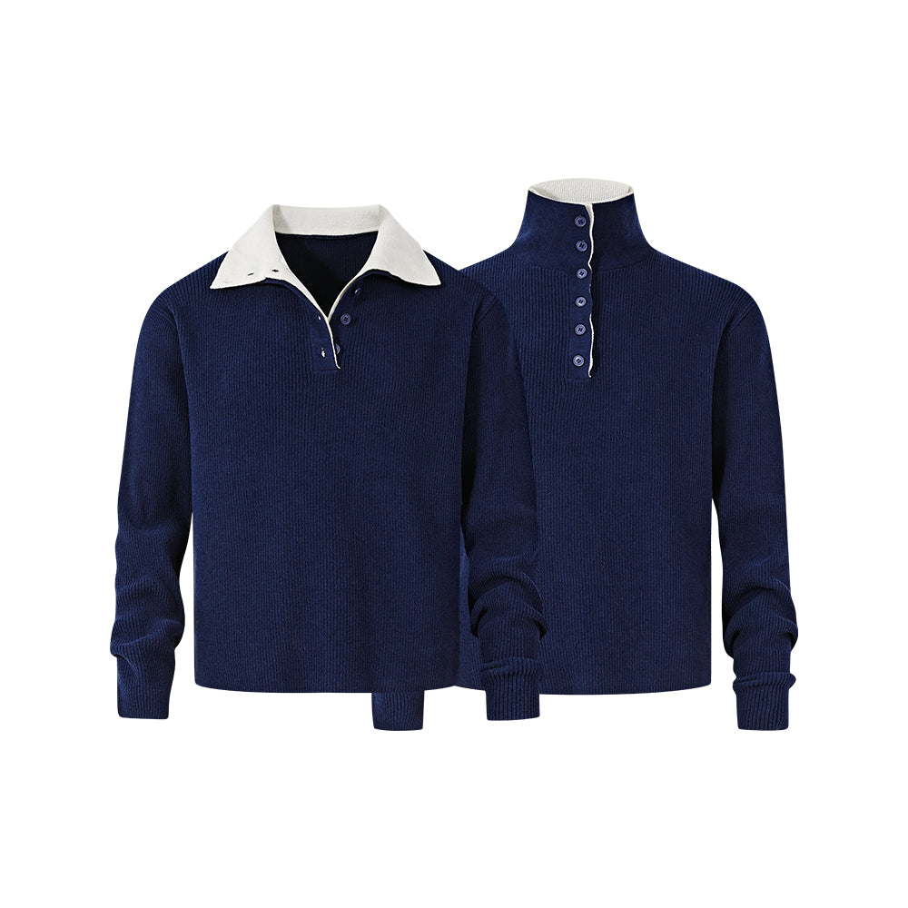 KREATE Double-Collar Textured Sweater