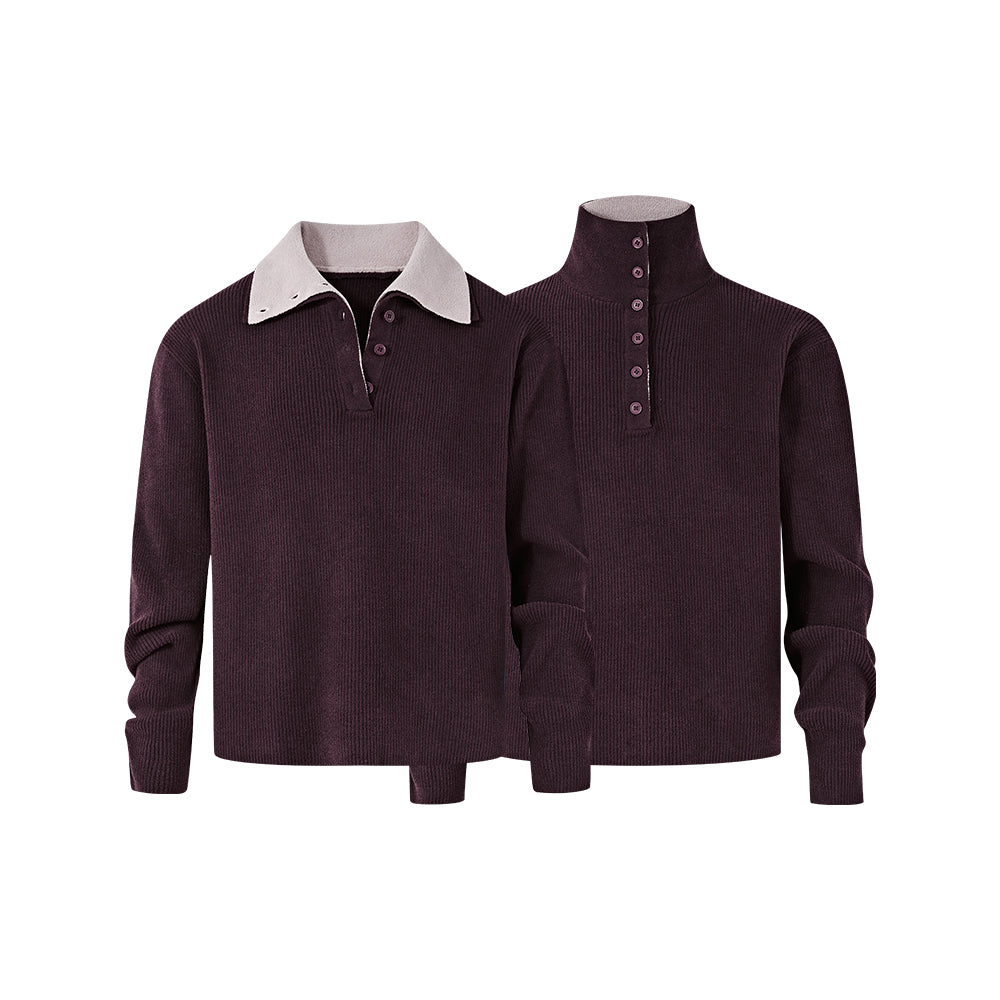 KREATE Double-Collar Textured Sweater